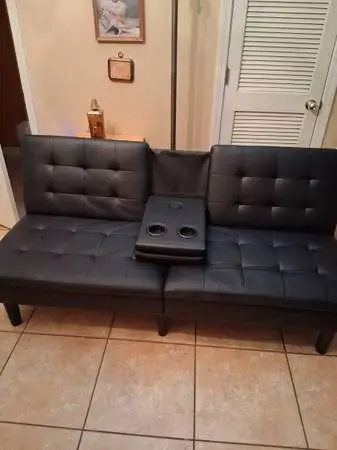 Futon couch with charger