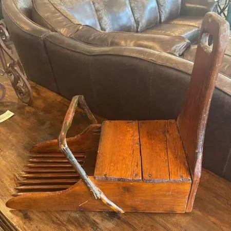 Antique Wood Cranberry Scoop- 21X10X20H