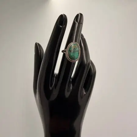 Sterling Silver TB Turquoise Cabochon Ring Size 6