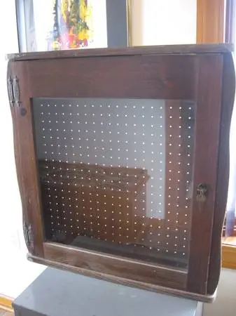 Antique 25x 24 Hotel Wood Key Holder Gun Cabinet Display Case w/Keys