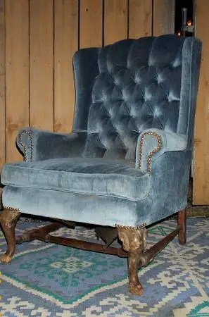 arm CHAIR Antique Victorian Blue Cushioned Vintage Furniture