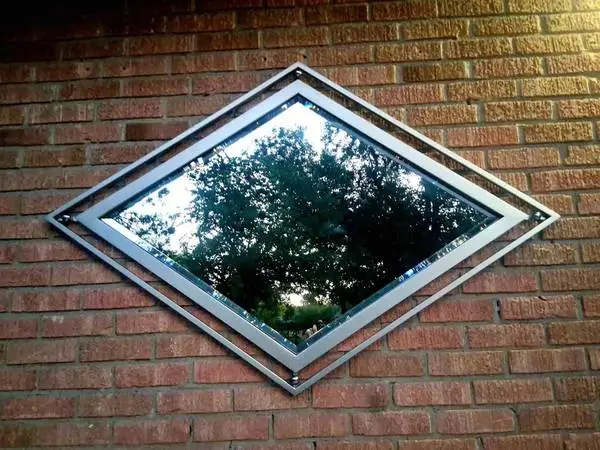 Vintage Post-Modern Geometric Diamond Shaped Mirror