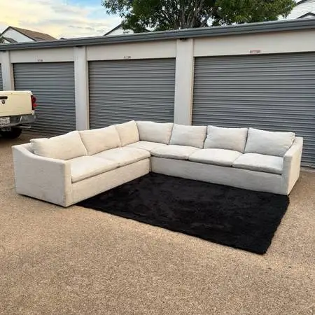 Cream L-Shaped Sectional Couch - FREE DELIVERY!