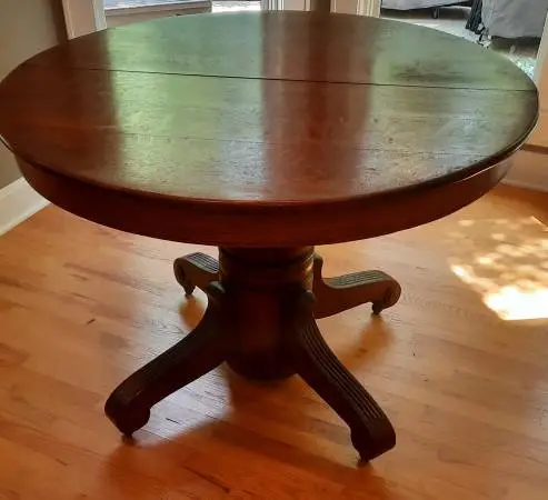 Solid Oak table w/5 Sikes chairs, as a set or separates