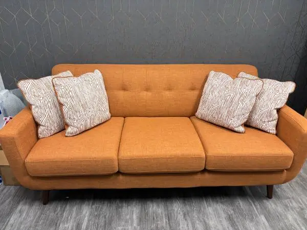 Burnt Orange 3 Person Couch - Brand New (Retail: $399)