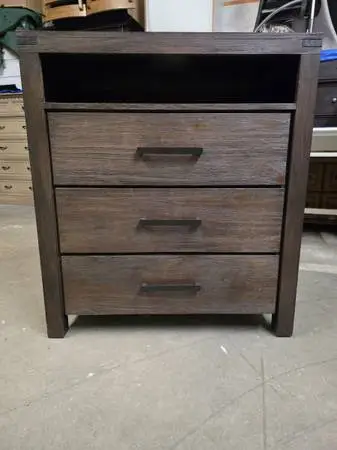 Modern Brown Rustic Style 3 Drawer Dresser with Shelf