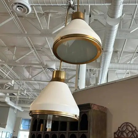 Drew Medium Matte White & Aged Brass Pendant - 19X18 - Pair