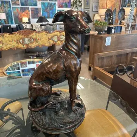Vintage Bronze Whippet- 17X17X25.5H