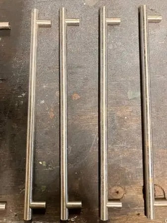 (30) 14.5 Set of modern stainless steel cabinet handles or drawer pull