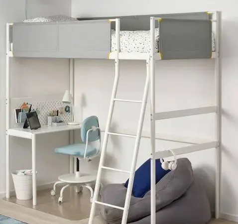 Loft Bed with Mattress Desk Attachment and Organizer Accessories(IKEA)