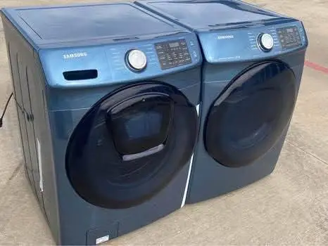 Blue Front load Samsung washer and front load Samsung dryer electric