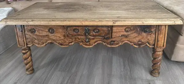 Moving sale - beautiful heavy Mexican - style carved wood coffee table