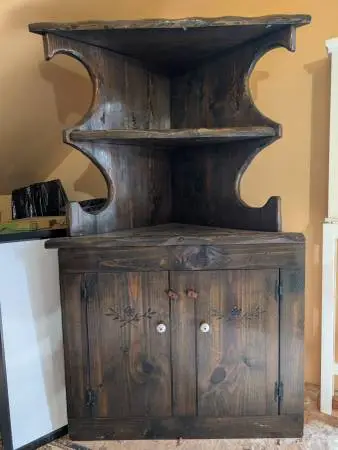 Handmade Pine Corner Hutch