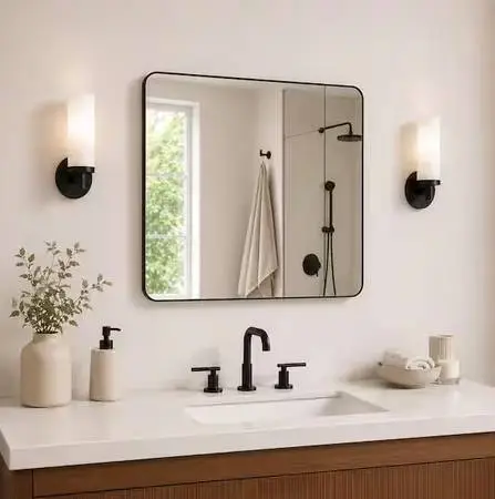 Niveal 42 x 36 Matte Black Framed Bathroom Vanity Mirror (New in Box
