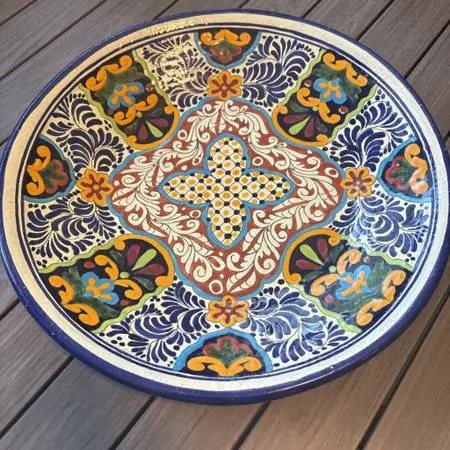 Becerra Blue Yelllow & Red Talavera Platter- 19.5X3