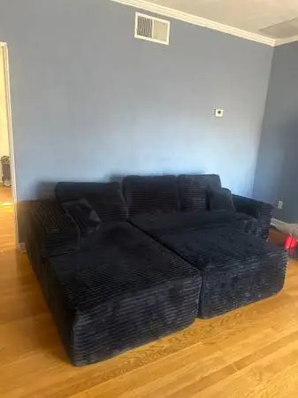 Black fluffy soft foam couch $90 obo