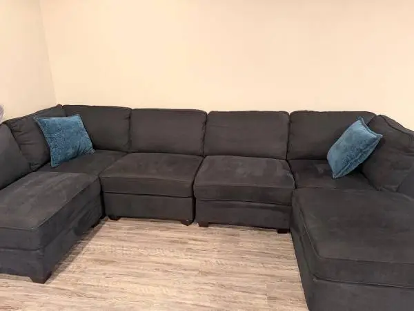 Navy Sectional Sofa with ottoman