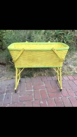 Original 1940s wooden Bassinet on wheels/Many other uses