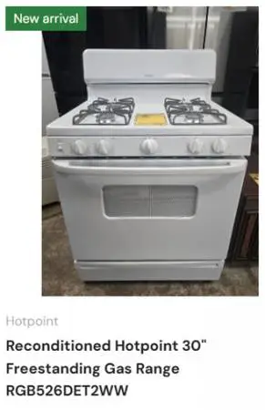 Reconditioned Hotpoint 30 Freestanding Gas Range RGB526DET2WW