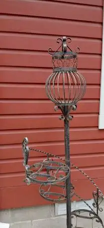 Large Heavy Wrought Iron Ornate Plant Stand