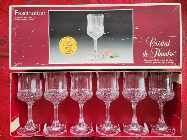 Cristal de Flandre Fascination Wine Glasses 2 Sets (6 oz) Lead Crystal