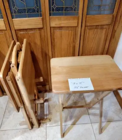 Folding Hardwood Portable Table set of 3 with Rack