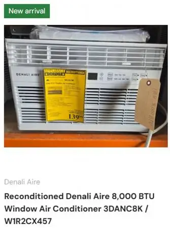 Reconditioned Denali Aire Window Air Conditioner 3DANC8K / W1R2CX457