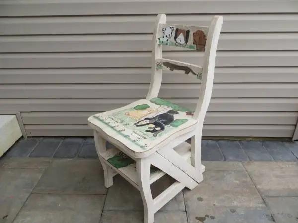 BEAUTIFUL CHAIR / LADDER COMBO W/ARTWORK