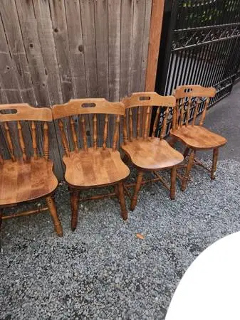 Vintage 1980s Spindle Captains Chairs 4 Set Farmhouse Cottage Cabin