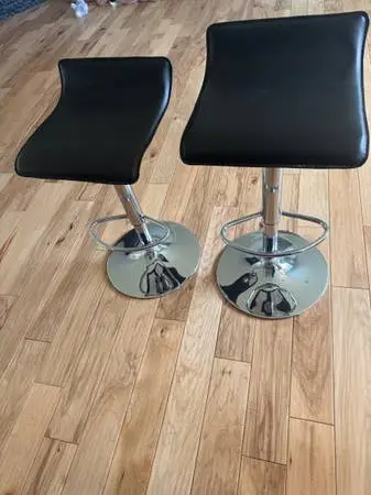 Moving Sale! Set Of 2 Black & Chrome Adjustable Height Stools:)