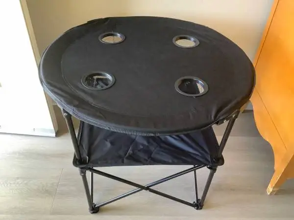 4 Drink 2 Level Folding Table with Carrying Case - RV Camping BBQ New!