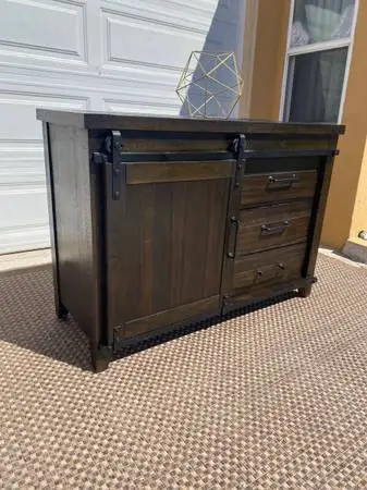 Rustic Wood Dresser with Barn Door