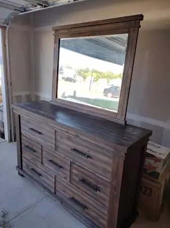 Dresser Mirror and Nightstand heavy dark wood