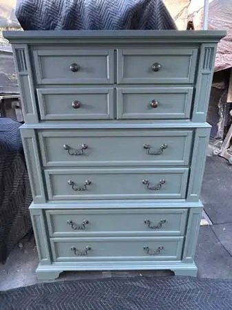 LIKE NEW QUALITY, LARGE, TALL, SAGE WOODEN DRESSER CAN DELIVER LOCAL IF NEEDED
