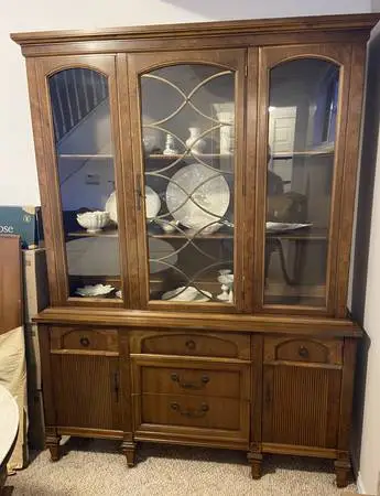 Wooden Hutch / China Cabinet with glass doors