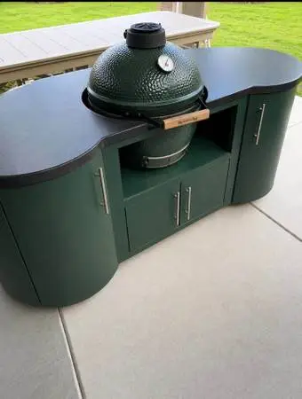 Authentic 76” Green EGG rolling kitchen island plus island cover