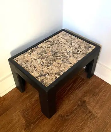 Minimalist Black Plant Stand With Granite Top