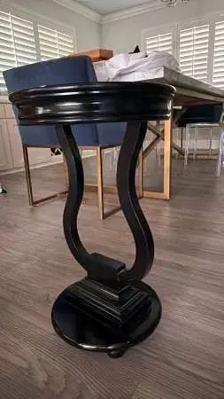 Pair of West Elm Black Accent End Tables, Sculpted Pedestal Base