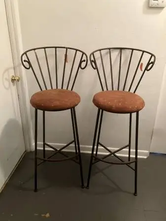Vintage Wrought Iron Bar Stool (2)