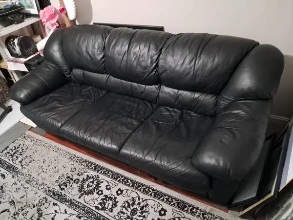 Black leather sofa