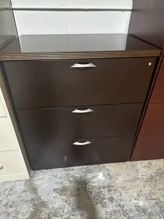 OFFICE FILE CABINET 3 DRAWERS LATERAL WOODEN FILE WITH KEY
