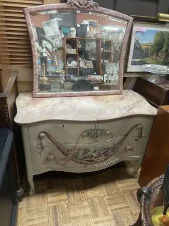 Vintage cottage shabby chic dresser with mirror
