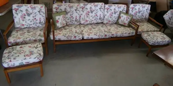 Fabulous Vintage 1960s Teak Wood Patio / Sunroom Set WOW LOOK !!!!!!!!