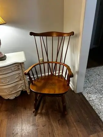 Vintage Nichols & Stone Hardwood Fan Back Windsor Rocking Chair