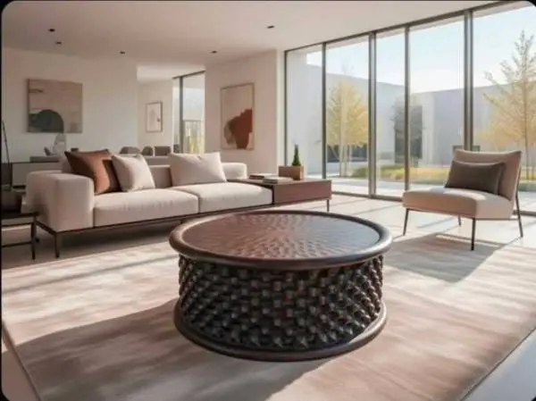 $2,400 36 Restoration Hardware African Banileke Kings Drum Coffee Table - Came