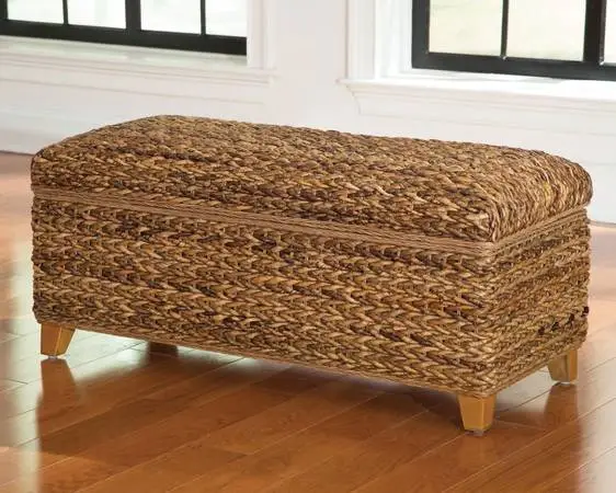 **Hand Woven Banana Leaf Storage Bench**