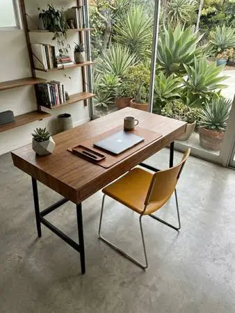 Vintage Mid Century Modern Orange Office Side Desk Chair, Made in USA