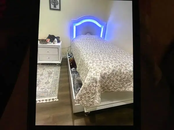 White bedroom set with Mattress & Nightstand