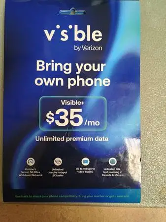 Visible Sims & 1 Month Service Kit-Verizon 5G GREAT SERVICE SAVE!!!!!