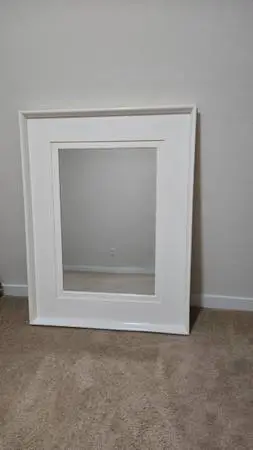 Large White Decorative Wood Framed Mirror